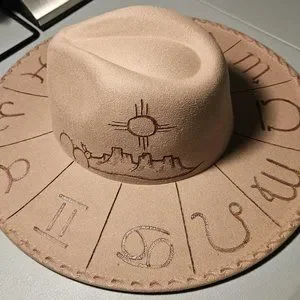 Accessories | Desert Zodiac Custom Burned Wide Brim Hand 